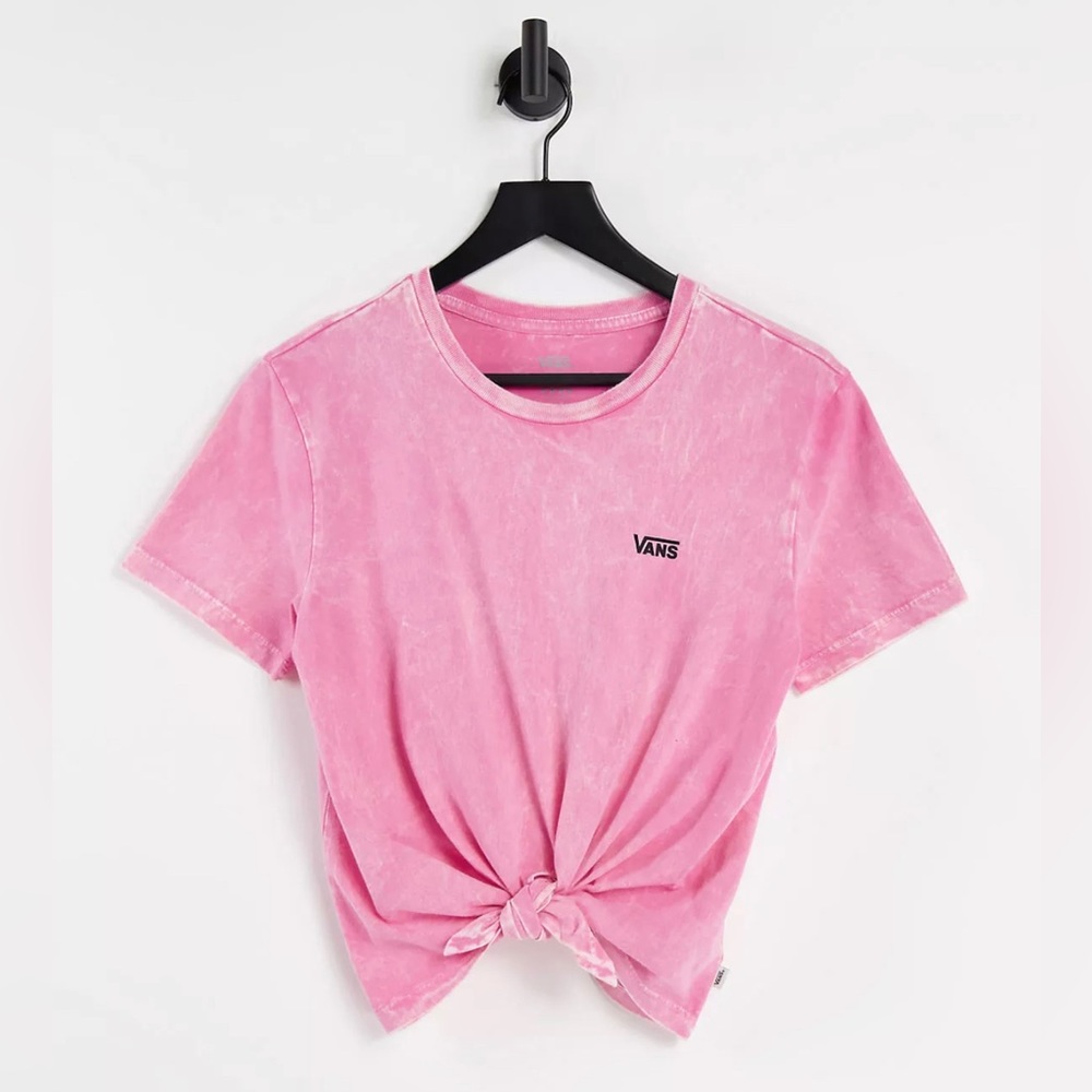 NWT VANS Junior V Wash Hot Pink Tie Front Tee